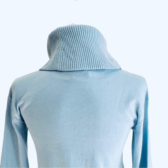 Loft Tunic Sweater Petite Dusty Blue Cowl Hi Low Hem Soft Tunic Sweater XSP NEW - Picture 6 of 11